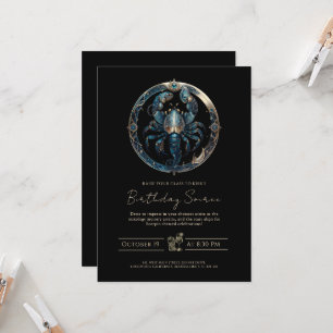 Celestial Scorpion Sign Cosmic Black Gold Scorpio Invitation