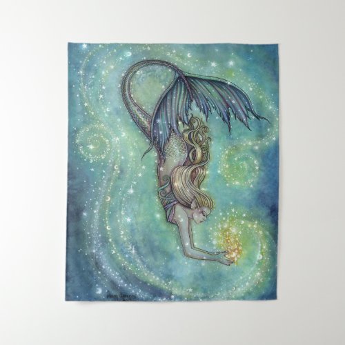 Celestial Sea Mermaid and Stars Molly Harrison Tapestry