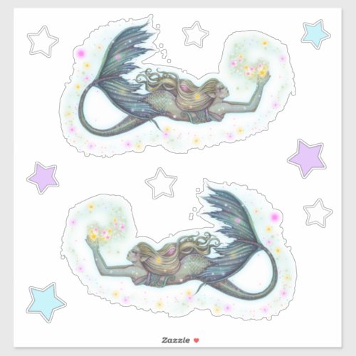 Celestial Sea Mermaid Stickers by Molly Harrison