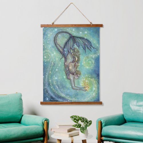 Celestial Sea Mermaid Wood Topped Wall Tapestry