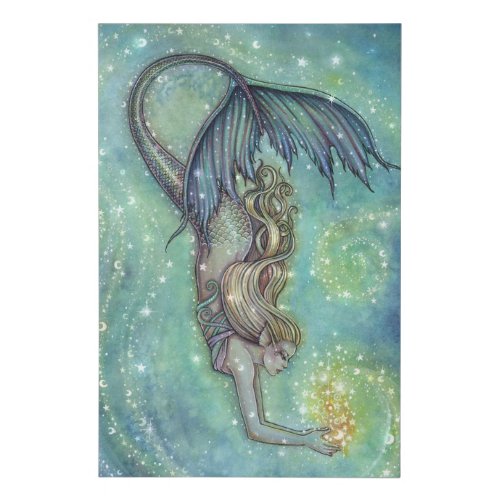 Celestial Sea Mystical Mermaid Fantasy Art Faux Canvas Print