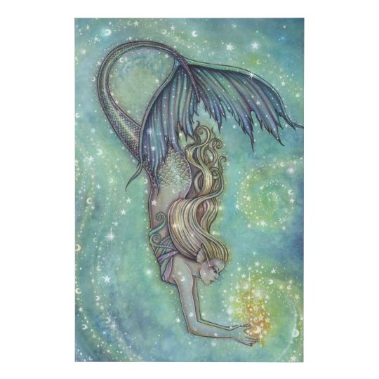 Celestial Sea Mystical Mermaid Fantasy Art Faux Canvas Print | Zazzle.com