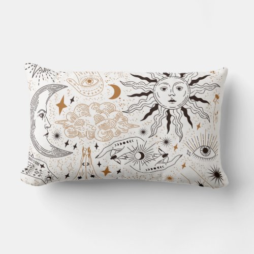 Celestial Seamless Magical Element Symbols Pattern Lumbar Pillow