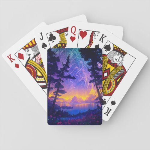 Celestial Serenade Night Skys Reflections Poker Cards