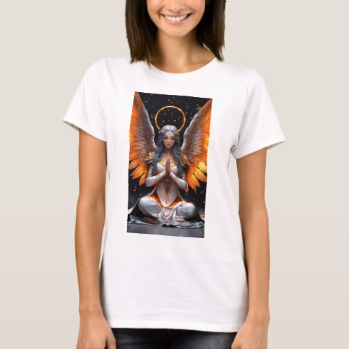 Celestial Serenity Angelic Beauty with Orange Sp T_Shirt