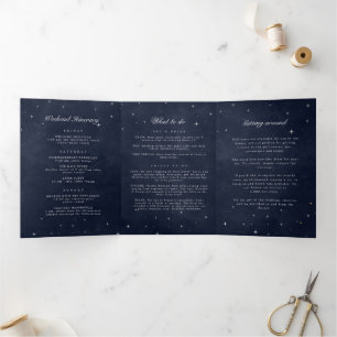 Celestial Silver Moon Folded Wedding Program