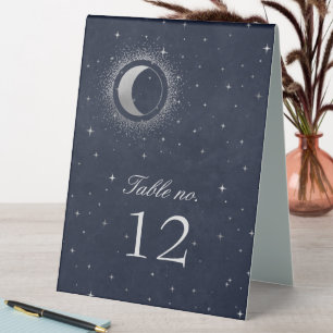 Celestial Silver Stars Wedding Number Table Tent