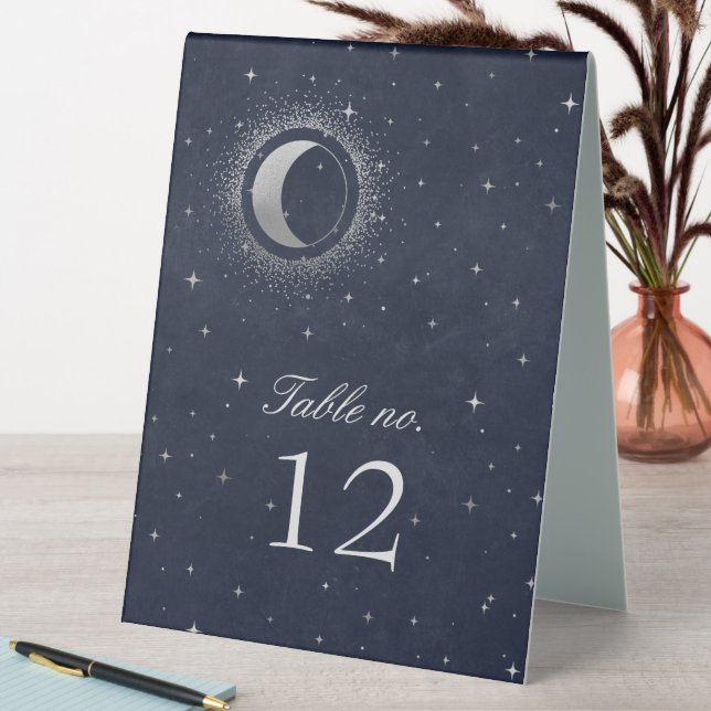 Celestial Silver Stars Wedding Number Table Tent (In SItu (Table))
