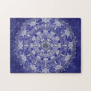 Celestial Silver Triple Moon Goddess Mandala Jigsaw Puzzle