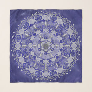 Celestial Silver Triple Moon Goddess Mandala Scarf
