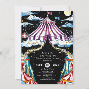 Celestial Simple Circus Birthday Invitation