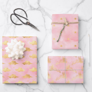Celestial SkiesPink and Gold Wrapping Paper