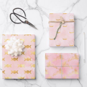 Celestial SkiesPink and Gold Wrapping Paper