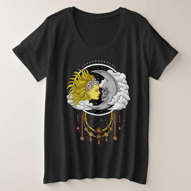Celestial Skull Moon Plus Size T-Shirt (Design Front)
