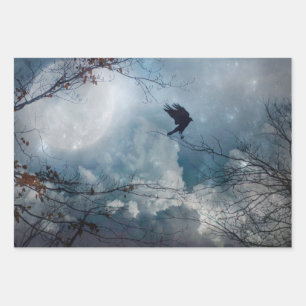 Celestial Sky Bird Wrapping Paper Sheets