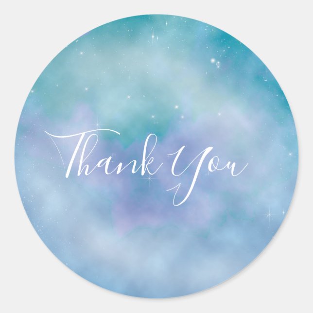Celestial Sky Galaxy Baby Shower Favor Stickers (Front)