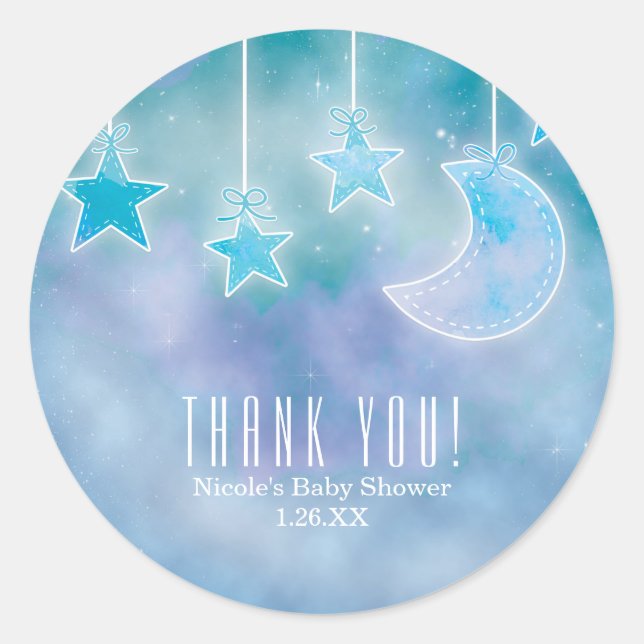 Celestial Sky Galaxy Baby Shower Favor Stickers (Front)