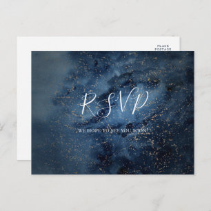 Celestial Sky Gold Menu Choice RSVP Postcard