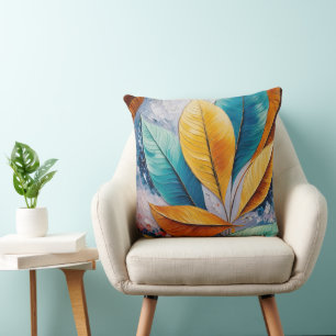 Celestial Sky Leaves Sunlit Abstract Art Throw Pillow