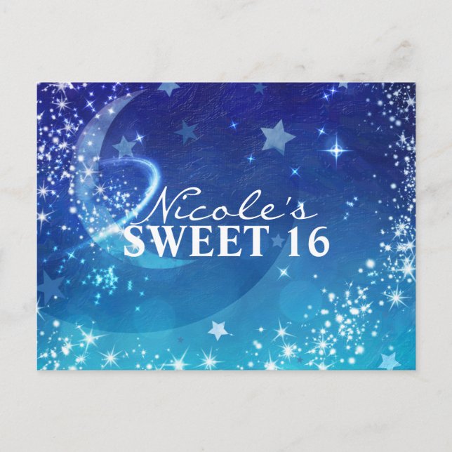 Celestial Sky Moon Sparkle Party Save the Date Announcement Postcard (Front)