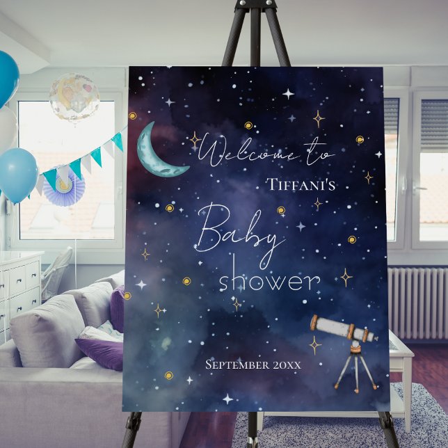 Celestial Sky Moon & Stars Baby Shower Welcome Foam Board (Creator Uploaded)