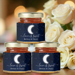 Celestial Sky Moon Stars Love Is Sweet Wedding Honey Jar Favors