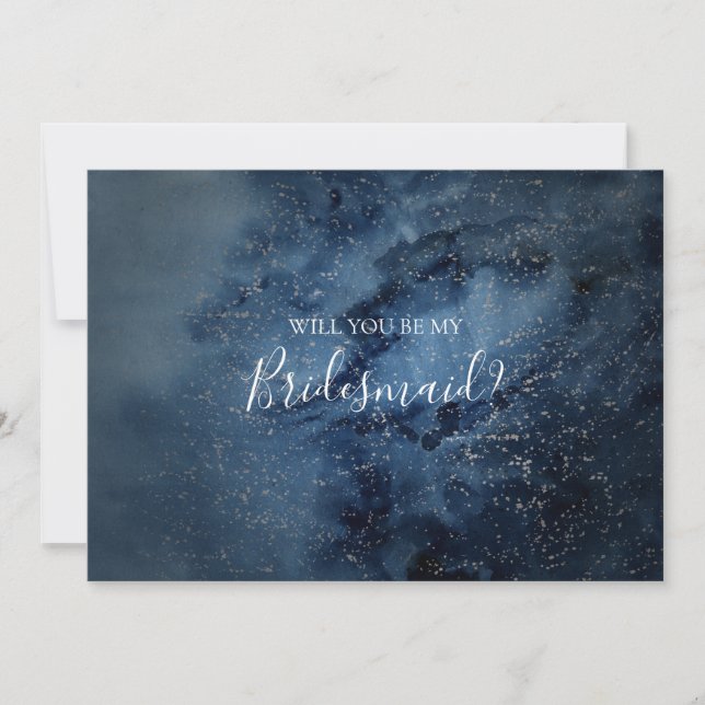 Celestial Sky Silver Bridesmaid Proposal Card (Front)