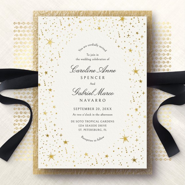 Celestial Sky Stars Wedding Foil Invitation (Creator Uploaded)