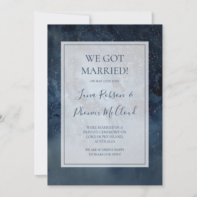 Celestial Sky With Frame Elopement Announcement (Front)
