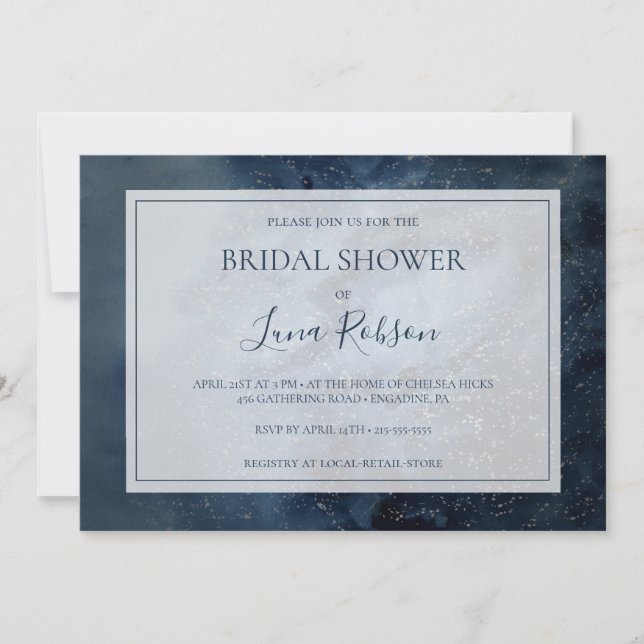 Celestial Sky With Frame Horizontal Bridal Shower Invitation (Front)