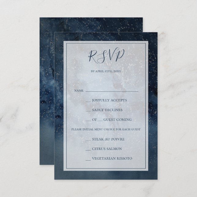 Celestial Sky With Frame Menu Choice RSVP Card (Front/Back)
