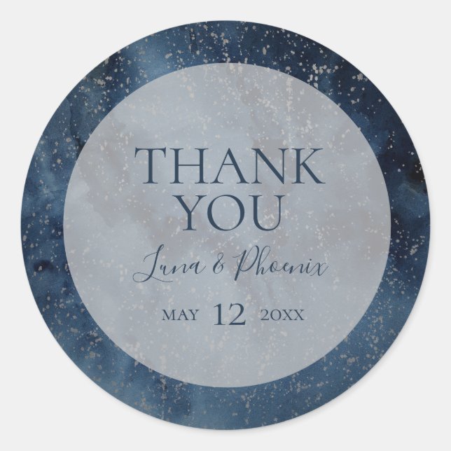 Celestial Sky With Frame Thank You Favor Sticker (Front)