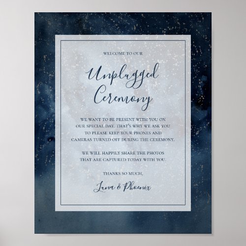 Celestial Sky With Frame Unplugged Ceremony Sign