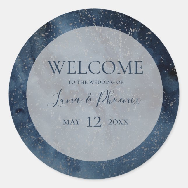 Celestial Sky With Frame Wedding Welcome Sticker  (Front)