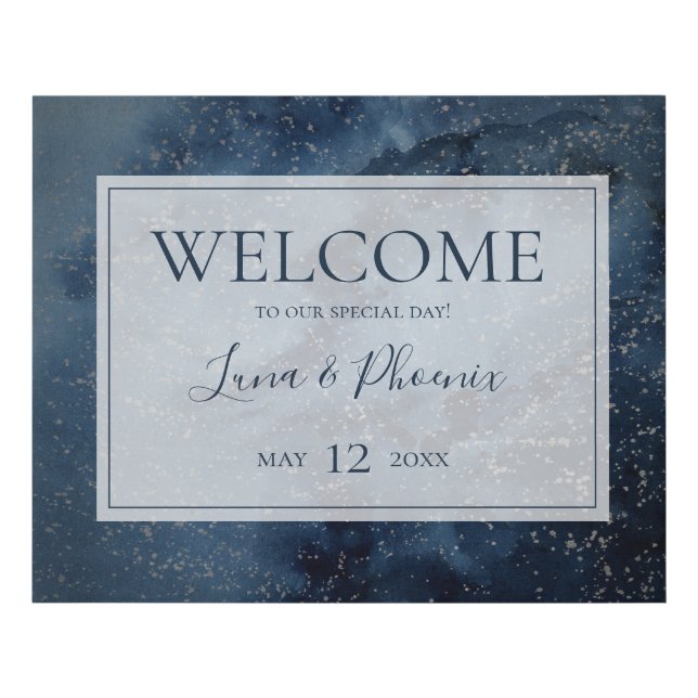 Celestial Sky With Frame Welcome Faux Canvas Sign (Front)