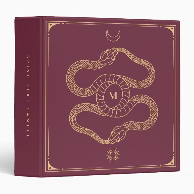 Celestial Snake Book of Shadows Ouroboros Symbol 3 Ring Binder (Front/Spine)