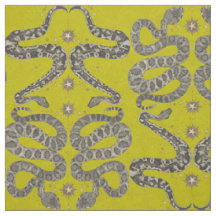 celestial snakes chartreuse fabric