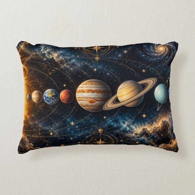 Celestial Solar System Planets Accent Pillow (Front)