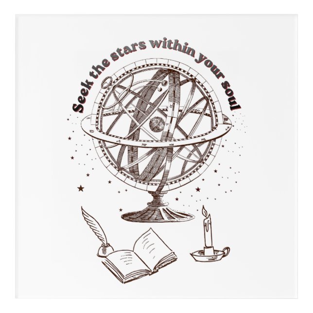 Celestial Soul Wisdom | Vintage Armillary Sphere  Acrylic Print (Front)