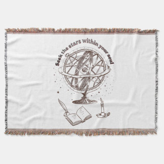 Celestial Soul Wisdom | Vintage Armillary Sphere Throw Blanket