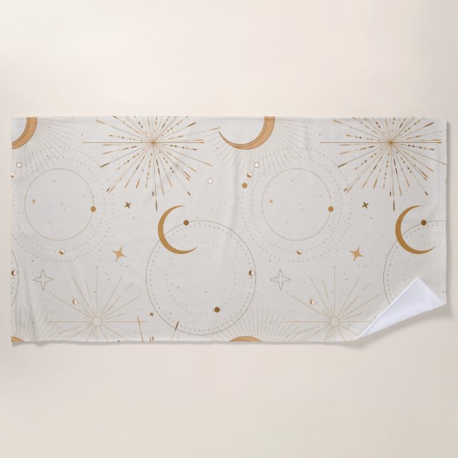 Celestial space light star moon universe fabrics beach towel (Front)