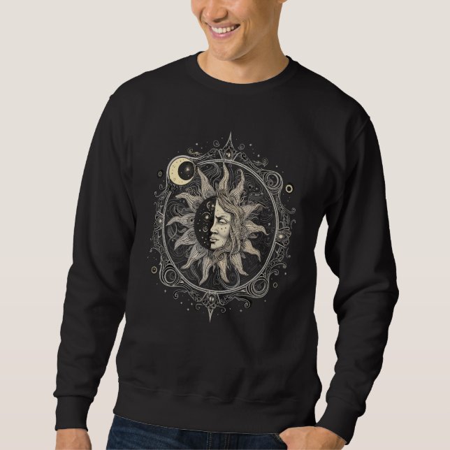 Celestial Space Sun Moon Boho Luna Solar Astronomy Sweatshirt (Front)