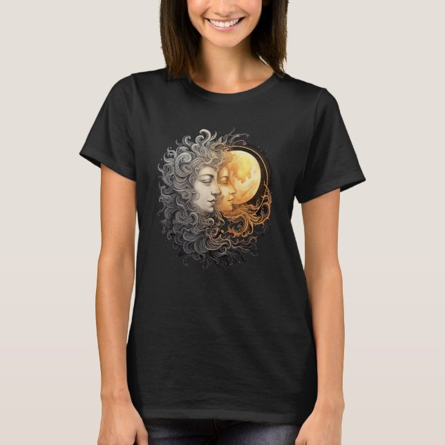 Celestial Space Sun Moon Boho Luna Solar Astronomy T-Shirt (Front)
