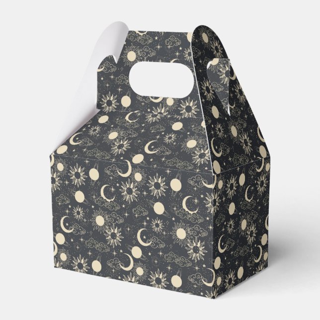 celestial space sun moon galaxy planet beige favor boxes (Front Side)