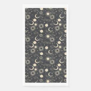 celestial space sun moon galaxy planet beige paper guest towels