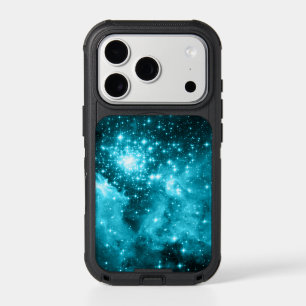 Celestial Sparkly Aqua Stars iPhone 17 Pro Case