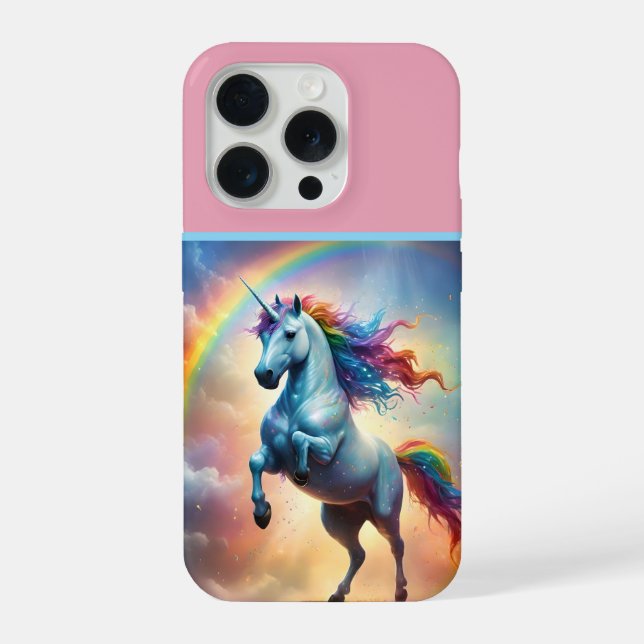Celestial Spectrum: The Rainbow Unicorn's Arc iPhone Case (Back)