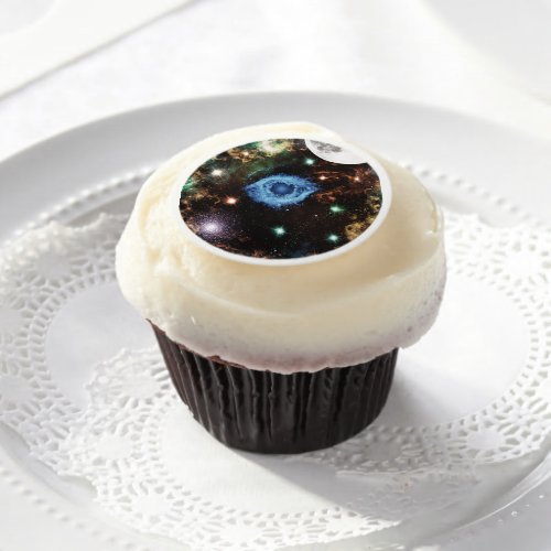 Celestial Spiral Galaxy Nebula Cluster Stars Spark Edible Frosting Rounds