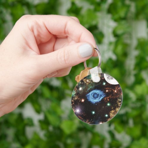 Celestial Spiral Galaxy Nebula Cluster Stars Spark Keychain