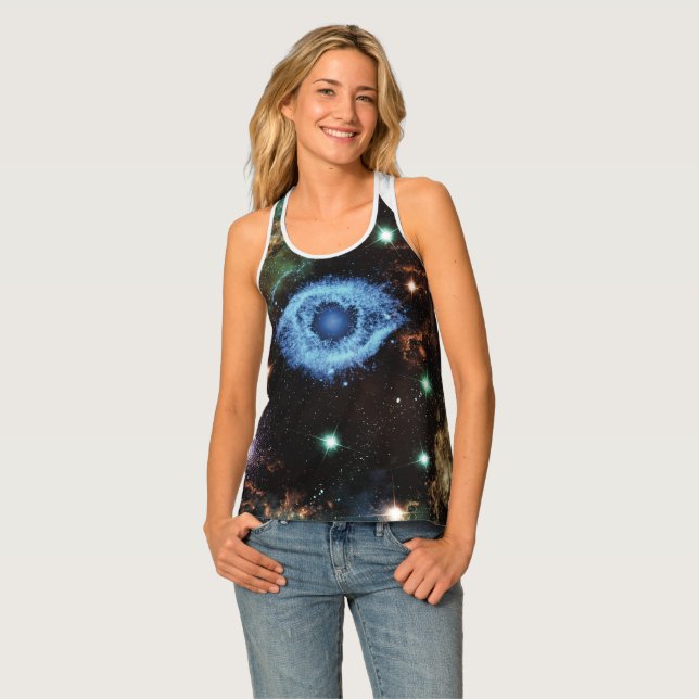 Celestial Spiral Galaxy Nebula Cluster Stars Spark Tank Top (Front Full)